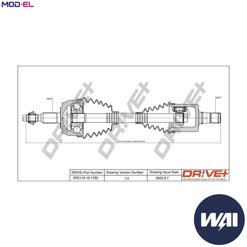 Drive shaft dp2110 1792 for - drive,